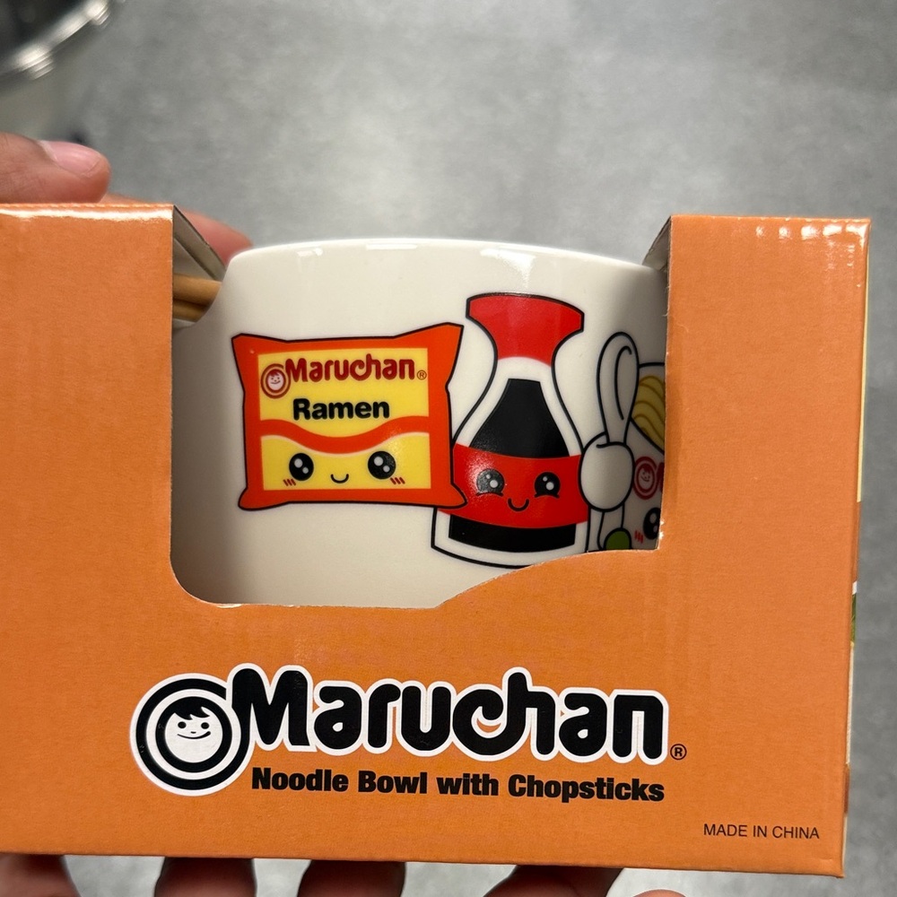 MAD Engine Maruchan Ramen Noodle Bowl with Chopsticks - White and Orange